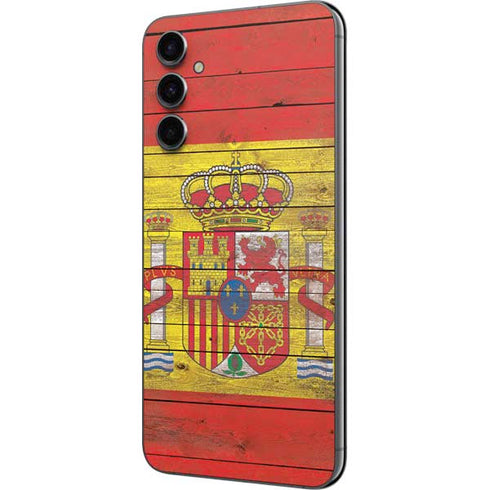 Spain Flag Dark Wood Galaxy A14 5G Skin